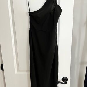 Rachel Roy Black One-Shoulder Midi Dress, size Small